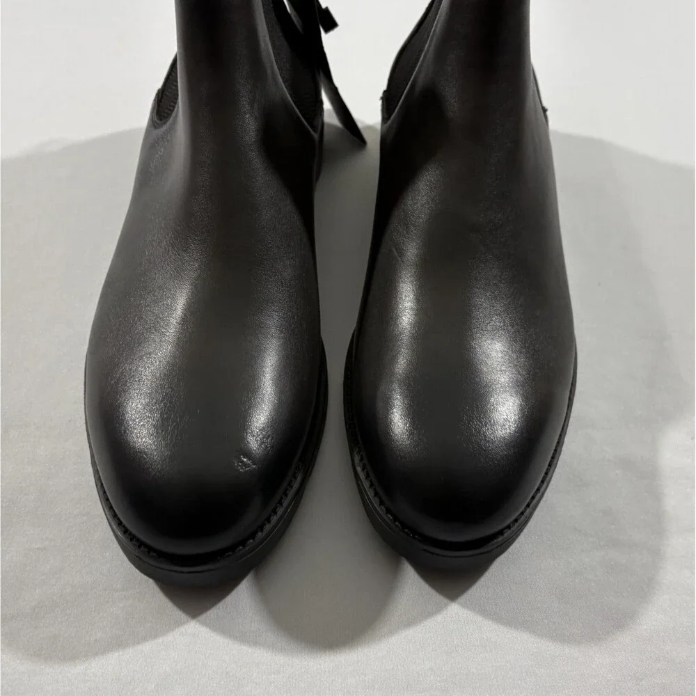 Ermenegildo Zegna Mens Cortina Chelsea Boots Black Leather Slip On Sz 6 Italy